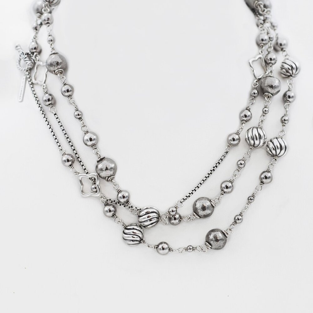 David Yurman Element Silver 925 Bead Necklace 48" Long